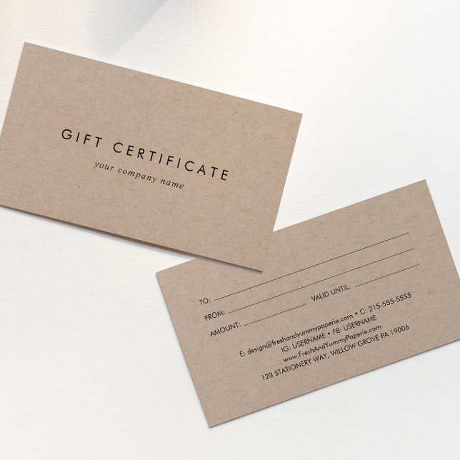 Chic Kraft Paper Business Gift Certificate (Creator Uploaded)