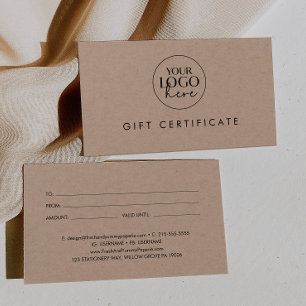 Chic Kraft Paper Business Logo Gift Certificate