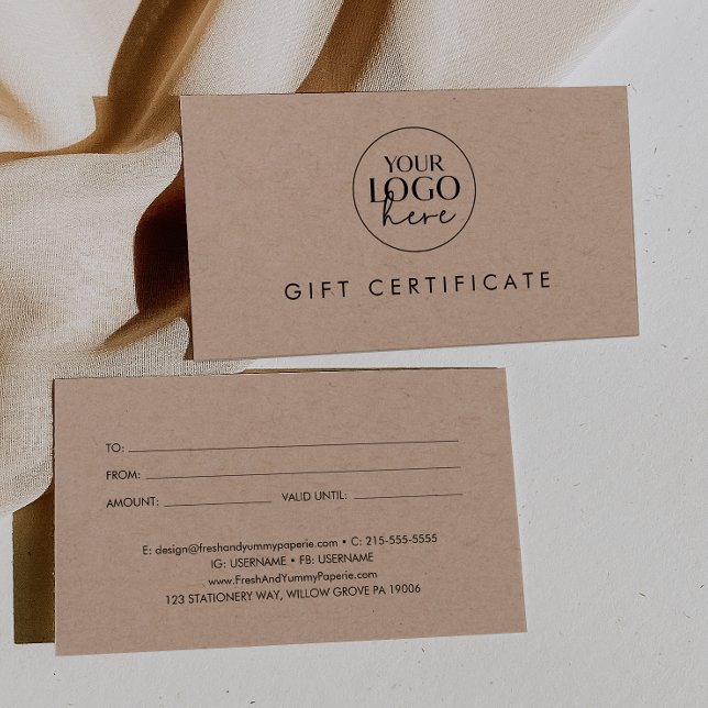 Chic Kraft Paper Business Logo Gift Certificate (Creator Uploaded)