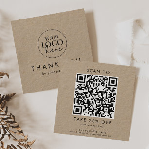 Chic Kraft Paper Business Logo QR Code Thank You Discount Card