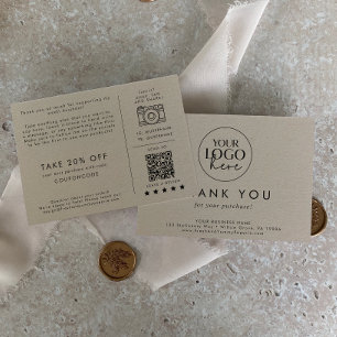 Chic Kraft Paper Business Logo Thank You Order Enclosure Card