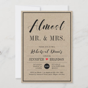 Chic Kraft Wedding Rehearsal Dinner Invitation