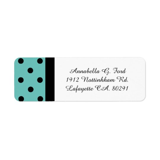 CHIC LABELS_BLACK DOTS ON TURQUOISE. DIY COLOR RETURN ADDRESS LABEL