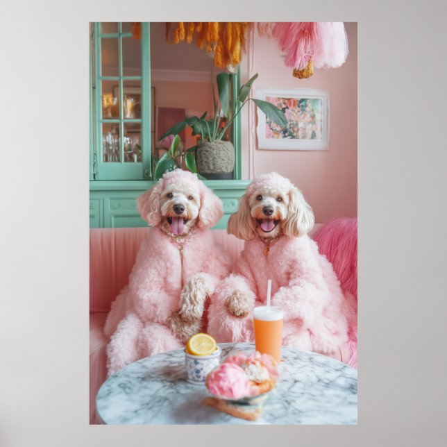 Chic Labradoodles in Pink Lounge Poster (Front)