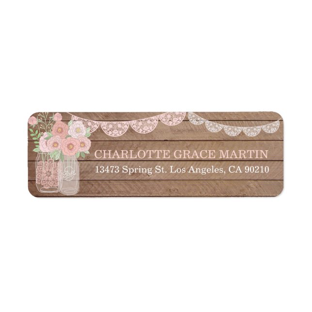 Chic Lace Mason Jar & Wood Address Labels (Front)