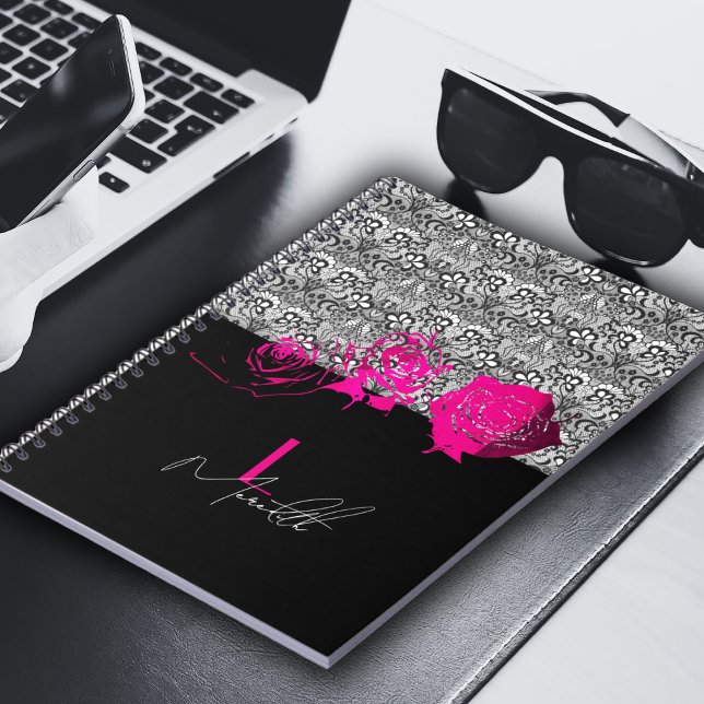 Chic Lace & Roses Personalised Notebook (Creator Uploaded)