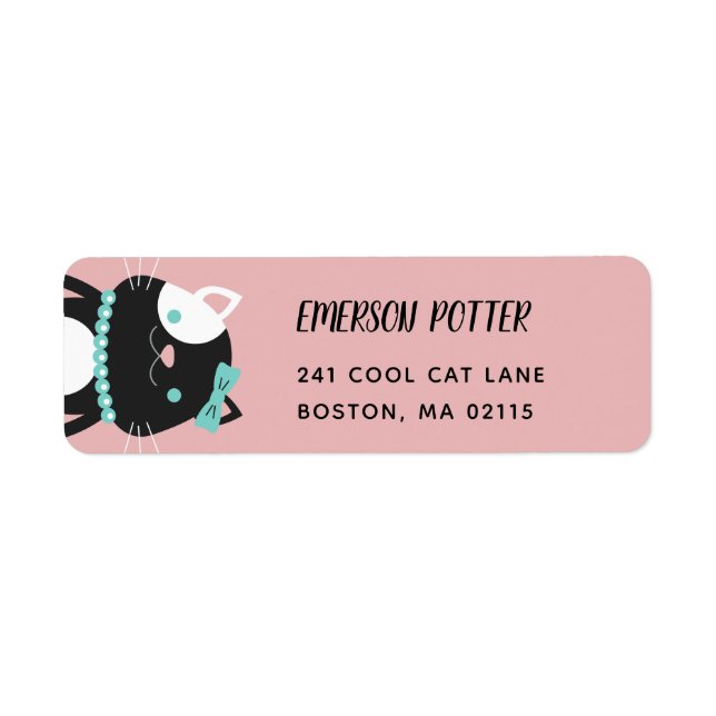 Chic Lady Cat | Pink Return Address Label (Front)