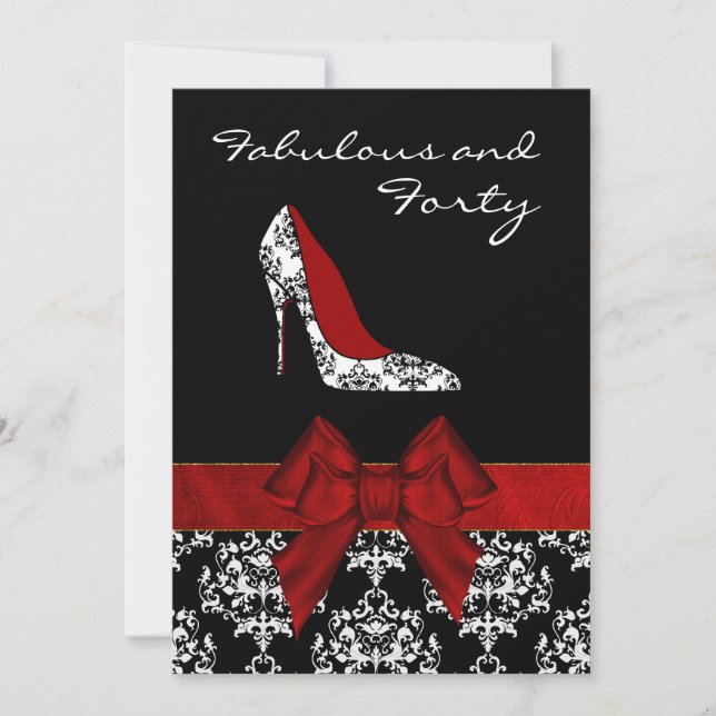 Chic Lady's Damask Stiletto Custom Invitation (Front)