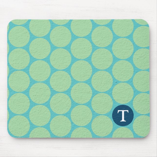 Chic Large Teal Green Polka Dots Mouse Pad (Front)