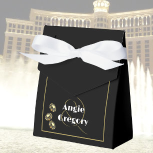 Chic Las Vegas Casino Black Gold White Wedding Favour Box
