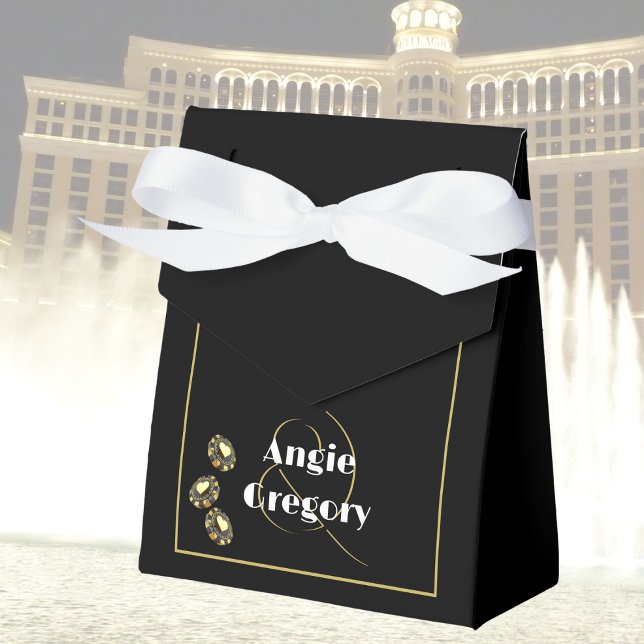 Chic Las Vegas Casino Black Gold White Wedding   Favour Box (Creator Uploaded)