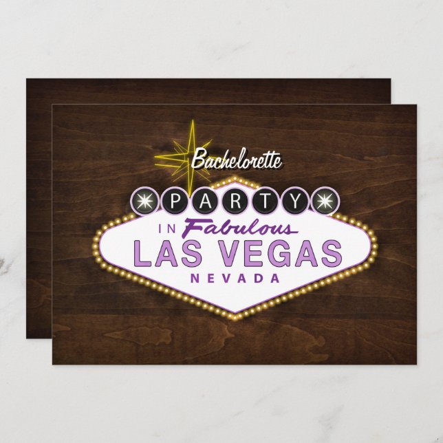 Chic Las Vegas Sign Bachelorette Party Invitation (Front/Back)