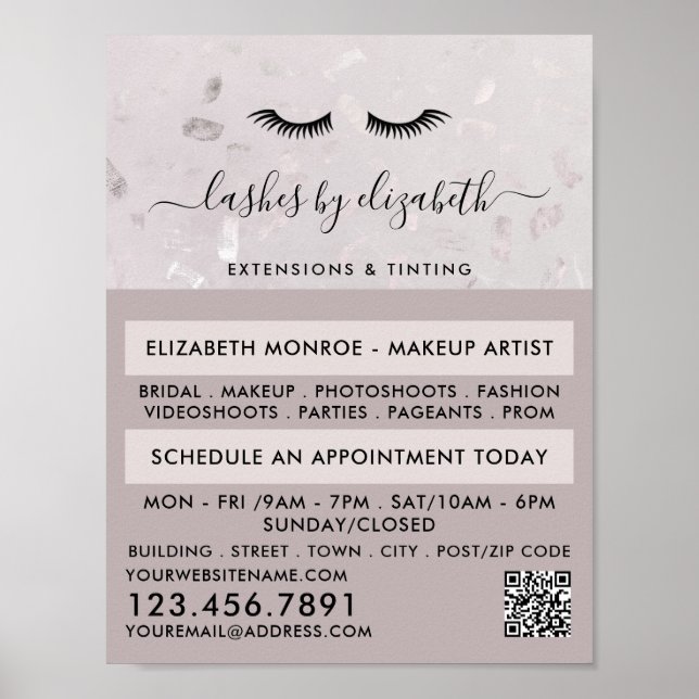 Chic Lashes Modern Beauty Makeup Artist Advert Poster (Front)