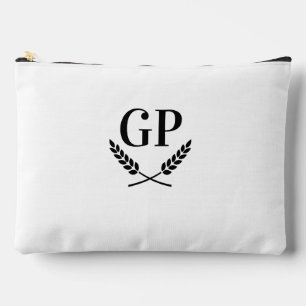 Chic laurel crest monogram logo large cosmetic bag