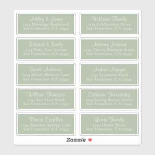 Chic Laurel Green Wedding Guest Address Labels