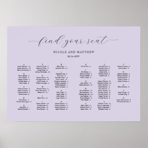 Chic Lavender Alphabetical Wedding Seating Chart