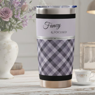 Chic Lavender Boutique Style Plaid Travel Cup Insulated Tumbler