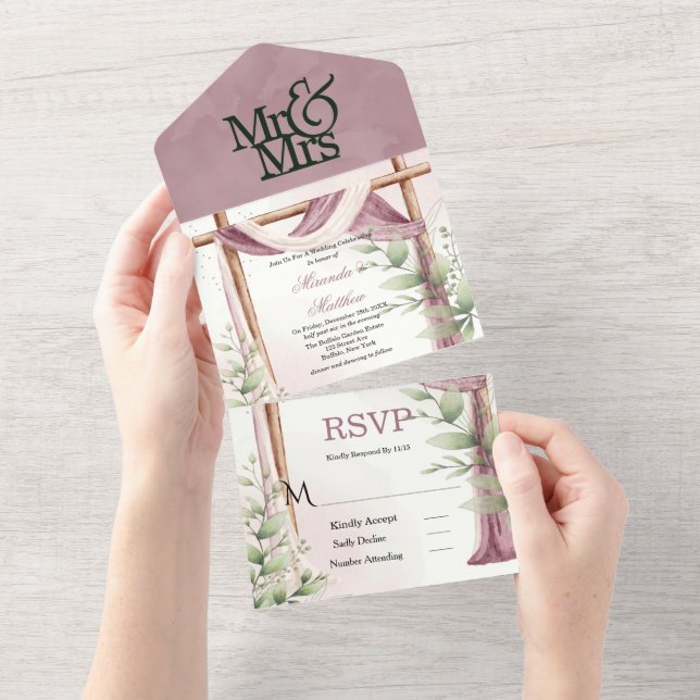 Chic Lavender Canopy Eucalyptus Wedding All In One Invitation (Tearaway)