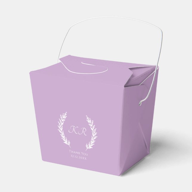 Chic Lavender Floral Monogram Modern Wedding  Favour Box (Front Side)