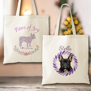 Chic Lavender French Bulldog Custom Christmas Tote Bag