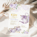 Chic Lavender Gold Floral Baby Shower Tea Party Invitation<br><div class="desc">Tea party themed baby shower invite. Click the "customise further" button if you wish to re-arrange and format the style and placement of the text. Comes with a matching floral pattern backside.</div>