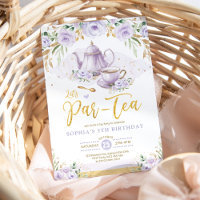 Chic Lavender Gold Floral Girls Birthday Tea Party