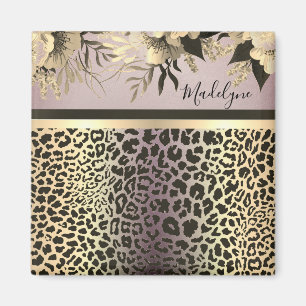Chic Lavender Gold Leopard Safari Floral   Magnet
