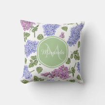 Chic Lavender Lilac Floral Pastel Green Monogram
