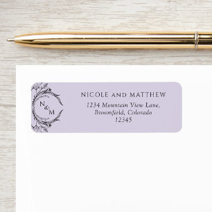 Chic Lavender Monogram Wedding Return Address Return Address Label