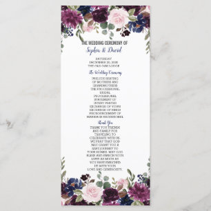 Chic Lavender Navy Blue Floral Bloom Program