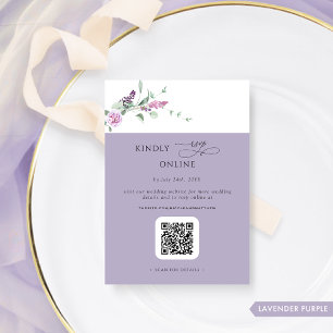 Chic Lavender Pastel Floral RSVP Online, QR Code Enclosure Card