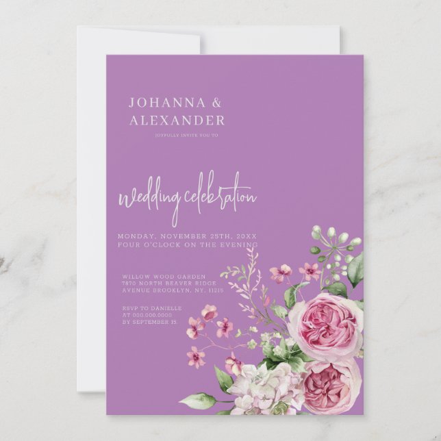 Chic Lavender Peony Elegance Wedding Invitation (Front)