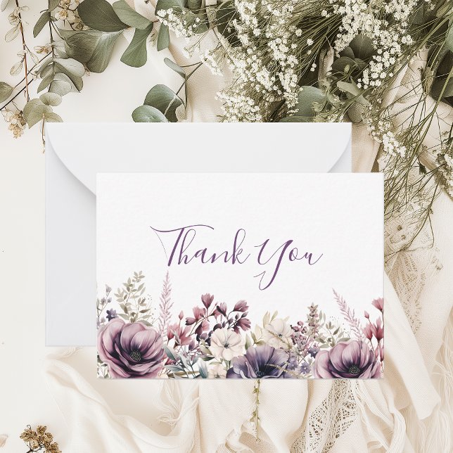 Chic Lavender Peony Floral Thank You Card (Creator Uploaded)