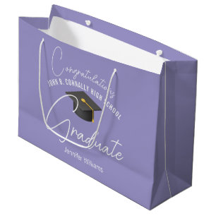 Chic Lavender Personalised Graduation Party Large Gift Bag
