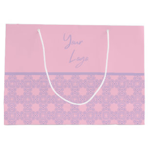 Chic Lavender Pink Stripe Custom Business Logo  Large Gift Bag