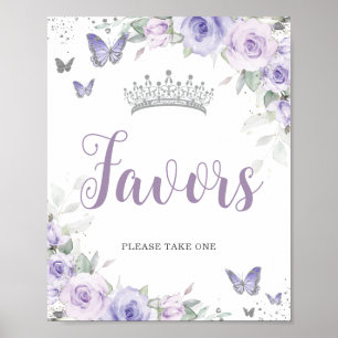Chic Lavender Purple Floral Quinceañera Favours Poster