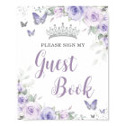 Chic Lavender Purple Floral Quinceañera Guest Book