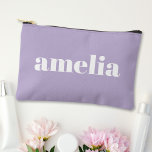 Chic Lavender Purple Monogram Accessory Pouch<br><div class="desc">Chic cosmetic accessory bag featuring your name or initials monogrammed in a popular large white font on a pastel lavender purple background. You can adjust the size of the font in the design tool for shorter or longer names. Perfect gift for your bridesmaids and bachelorette party guests.</div>