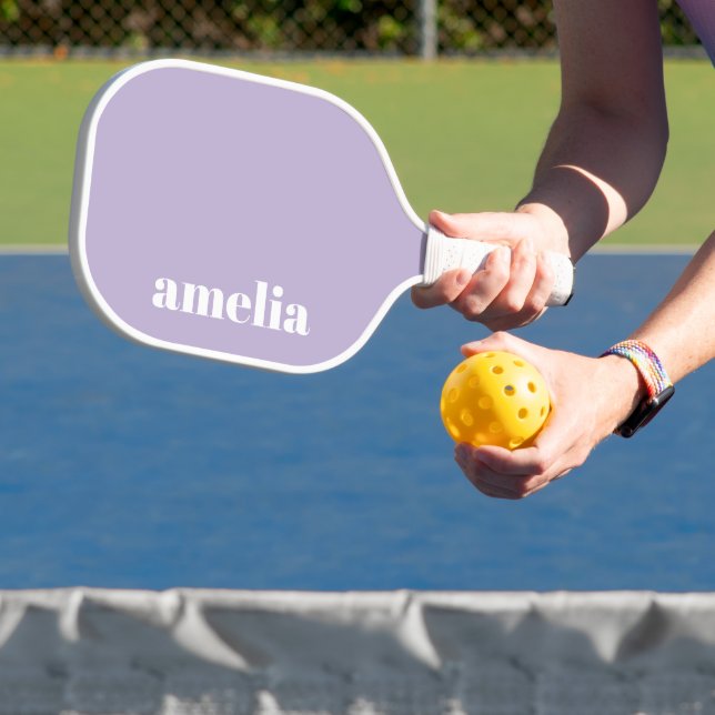Chic Lavender Purple Monogram Pickleball Paddle (Insitu)