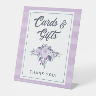 Chic Lavender Purple & Teal Floral Cards & Gifts Pedestal Sign