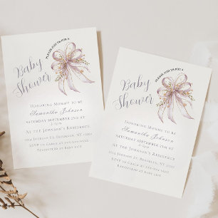 Chic Lavender Ribbon bow baby shower  Invitation