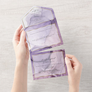 Chic Lavender Rose Abstract Ink  Custom All In One Invitation