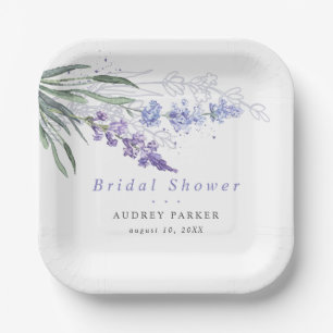 Chic Lavender Watercolor Floral Wedding Paper Plate