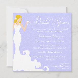 Chic Lavender Wine Damask Bridal Shower Invitation