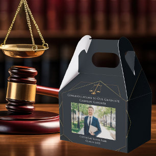 Chic Law School Photo Black Graduation Party Favour Box