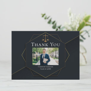 Chic Law School Photo Lawyer Graduation Thank You Card
