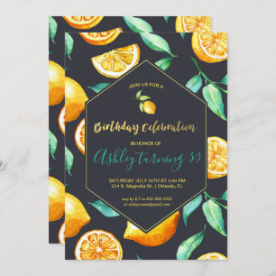 Chic Lemon Citrus Birthday Invitation
