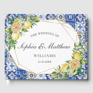 Chic Lemon Citrus Floral Destination Wedding Guest Book