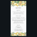 Chic Lemon Floral Greenery Wedding Menu<br><div class="desc">Designed to co-ordinate with our Lemon Mediterranean wedding collection, this elegant wedding menu features summery watercolor lemons, floral and greenery. Personalise it with your wedding details easily and quickly, simply press the customise it button to further re-arrange and format the style and placement of the text. Double sided. The Happy...</div>