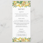 Chic Lemon Floral Greenery Wedding Menu<br><div class="desc">Designed to co-ordinate with our Lemon Mediterranean wedding collection, this elegant wedding menu features summery watercolor lemons, floral and greenery. Personalise it with your wedding details easily and quickly, simply press the customise it button to further re-arrange and format the style and placement of the text. Double sided. The Happy...</div>